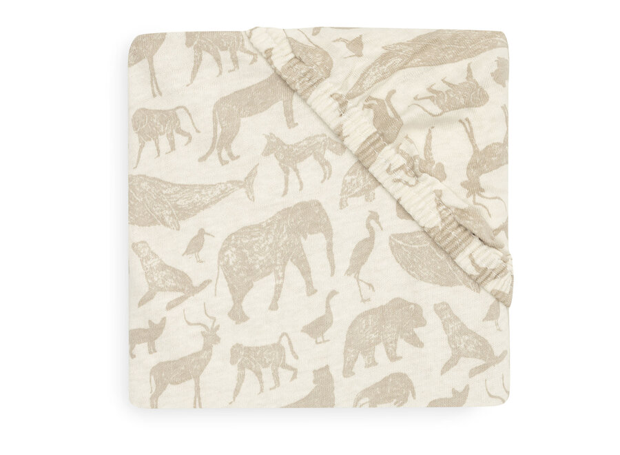 Hoeslaken Jersey 70x140/75x150cm Animals Nougat