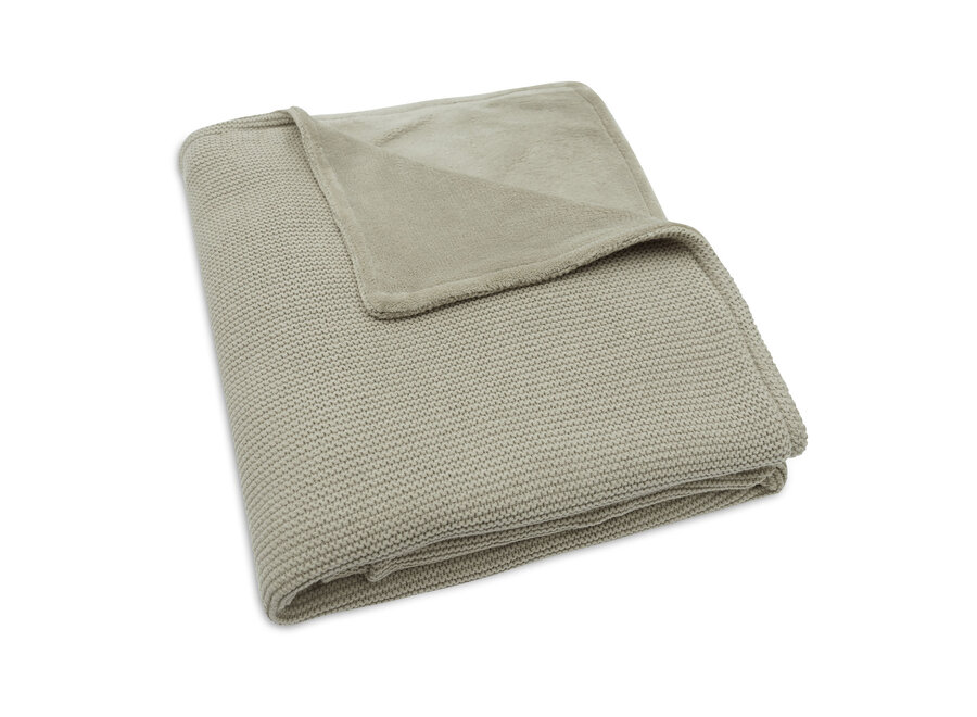 Deken Ledikant 100x 150 cm Basic Knit Olive Green/Fleece