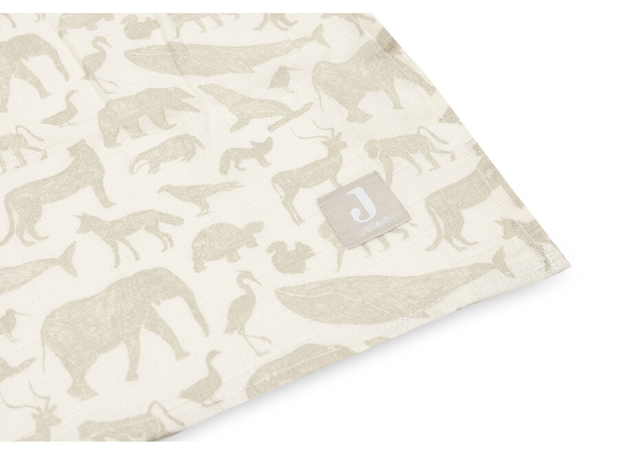 Hydrofiele Doek Large 115x 115cm Animals Nougat (2pack)