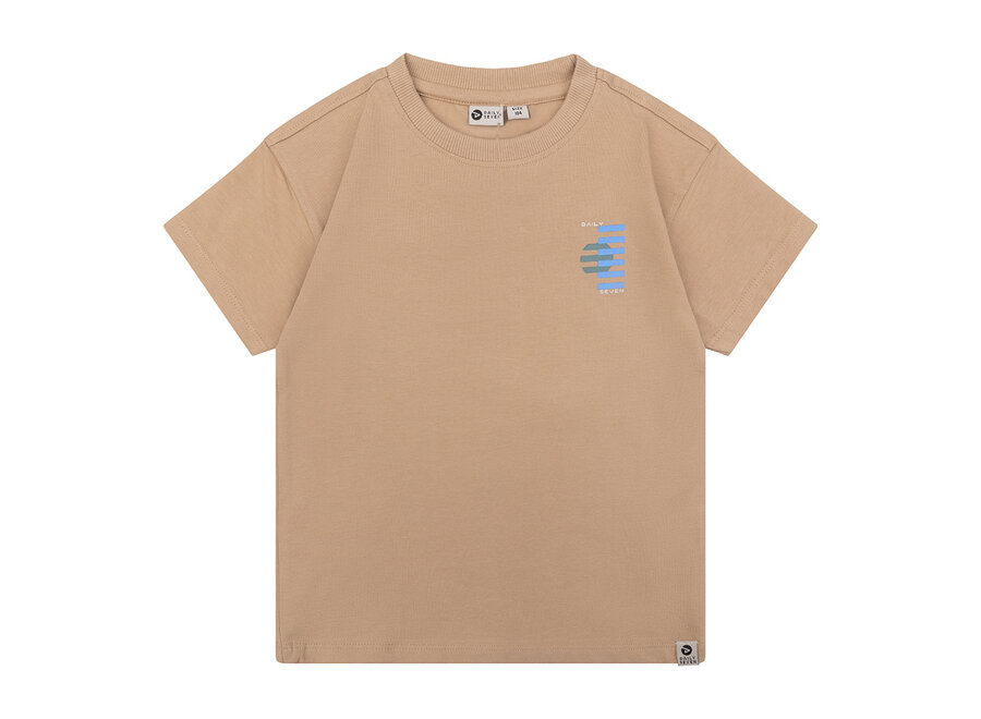 Organic T-Shirt Backprint Daily7, Camel Sand