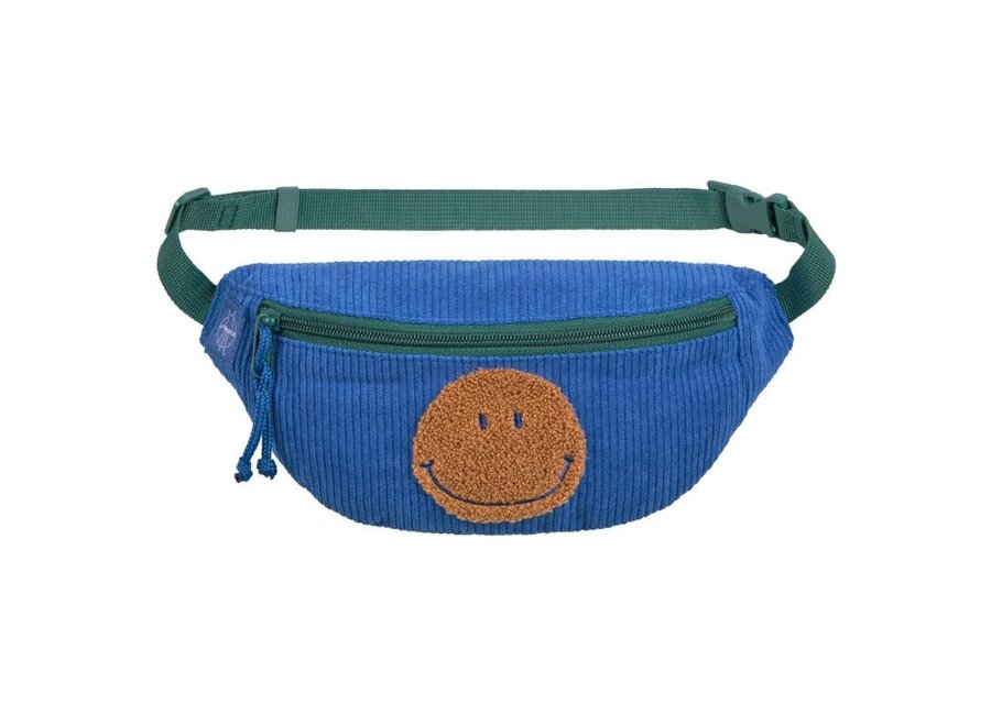 Mini Bum Bag Cord Little Gang Smile - Blue