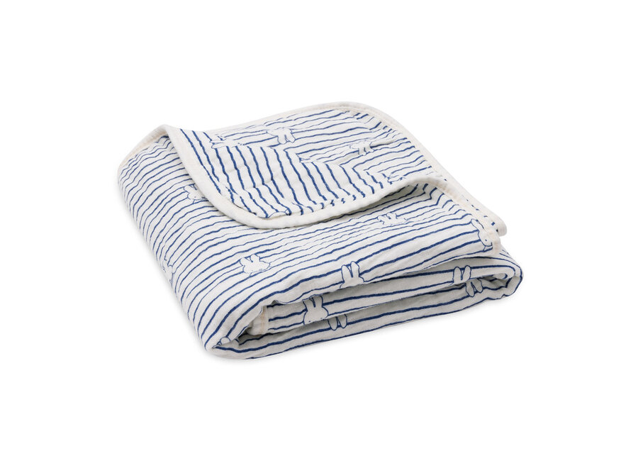 Deken Hydrofiel Wieg 75x100 Miffy Stripe Navy