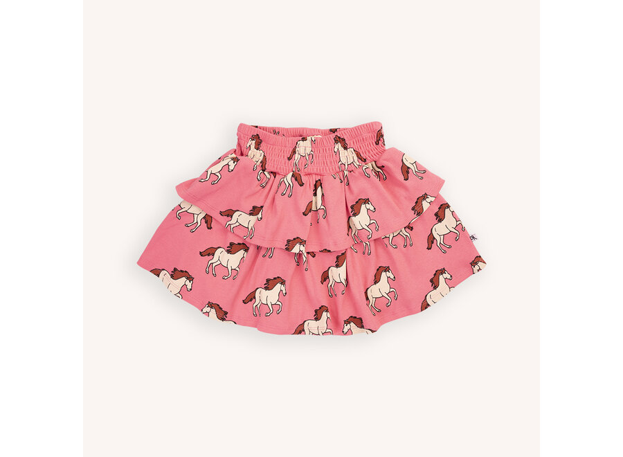 WILD HORSE- Two layered ruffled skirt (pink)