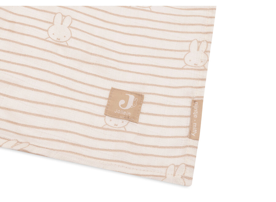 Hydrofiele doek Miffy Stripe  Biscuit 115x115cm 2-pack