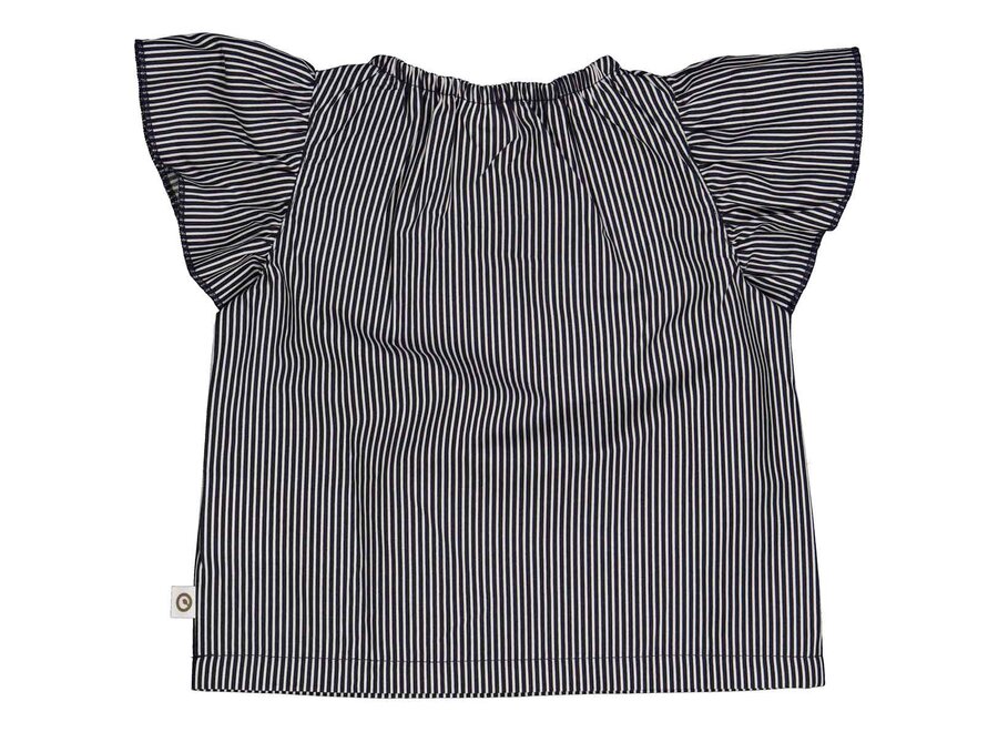 Baby Meisjes Poplin Stripe Frill S/s Tshirt