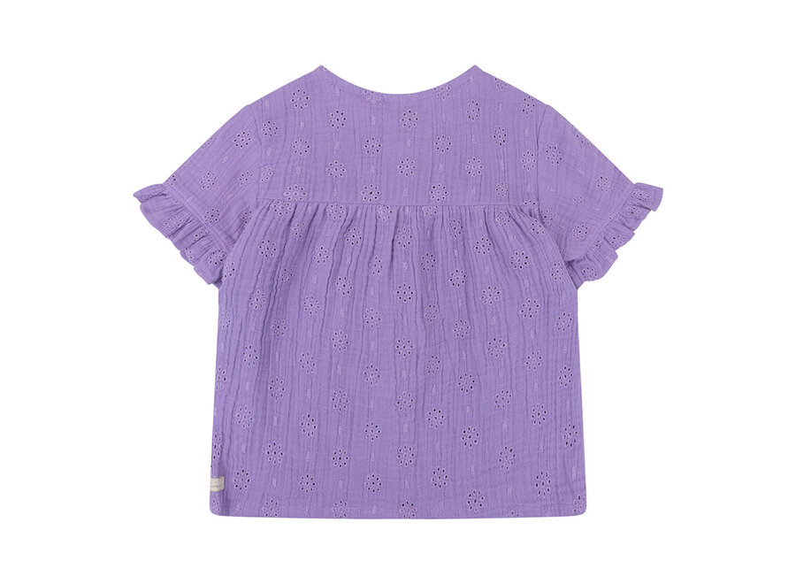 Shirt Shortsleeve Muslin Broderie, Dahlia Purple