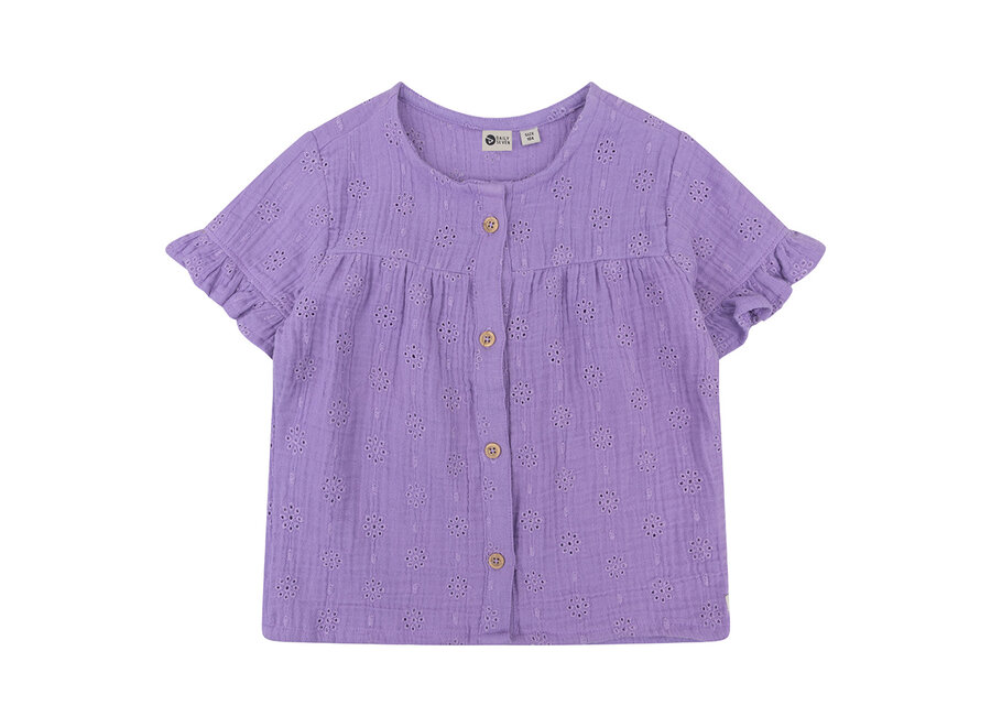 Shirt Shortsleeve Muslin Broderie, Dahlia Purple