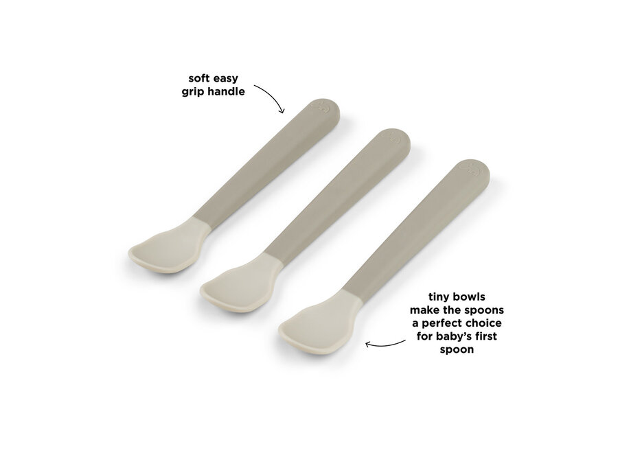 Foodie easy-grip baby spoon 3-pack, Sand