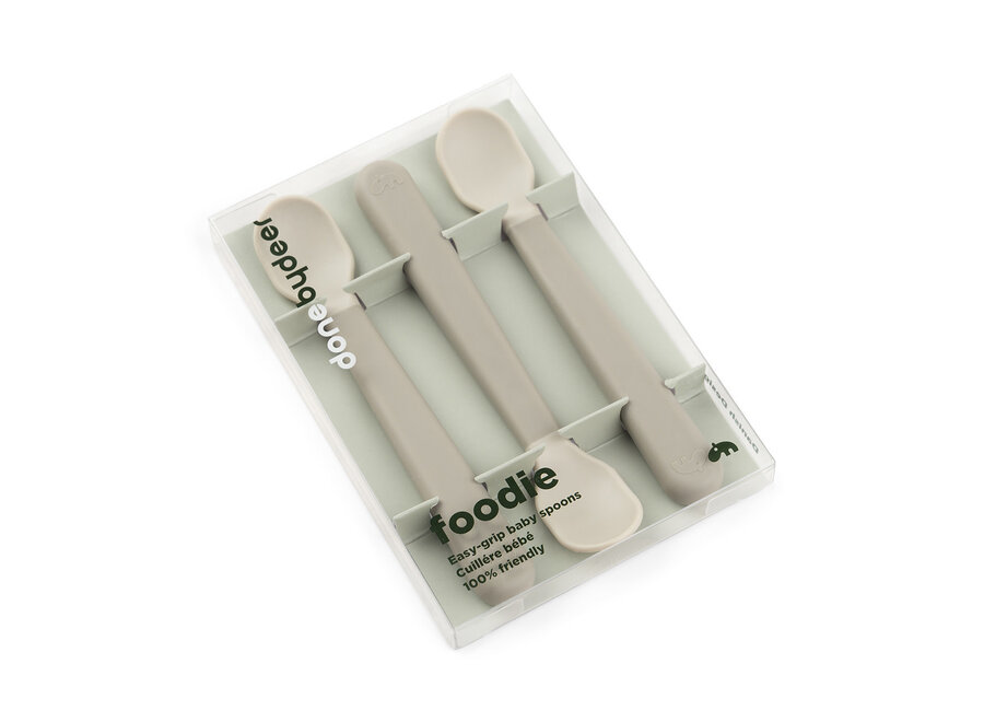 Foodie easy-grip baby spoon 3-pack, Sand