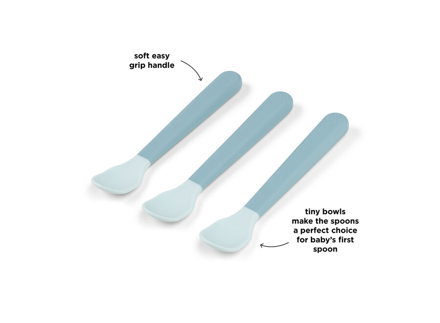Foodie easy-grip baby spoon 3-pack, Blue