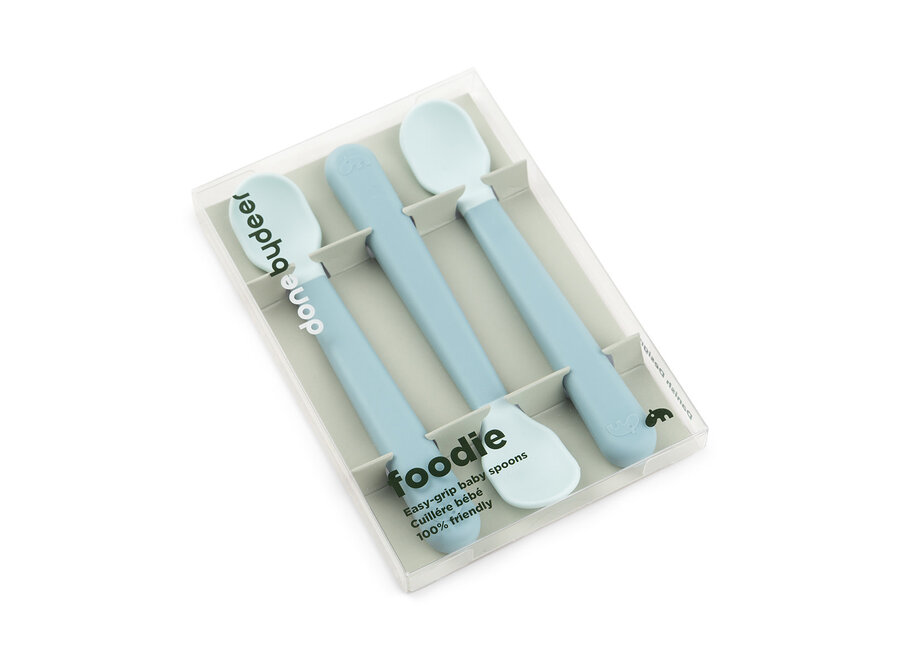 Foodie easy-grip baby spoon 3-pack, Blue