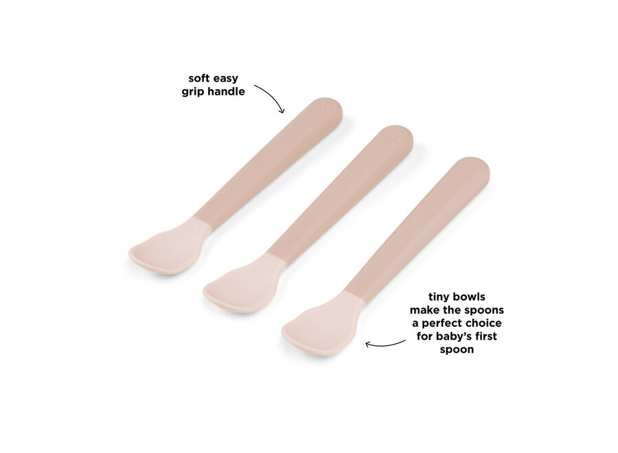 Foodie easy-grip baby spoon 3-pack, Pink