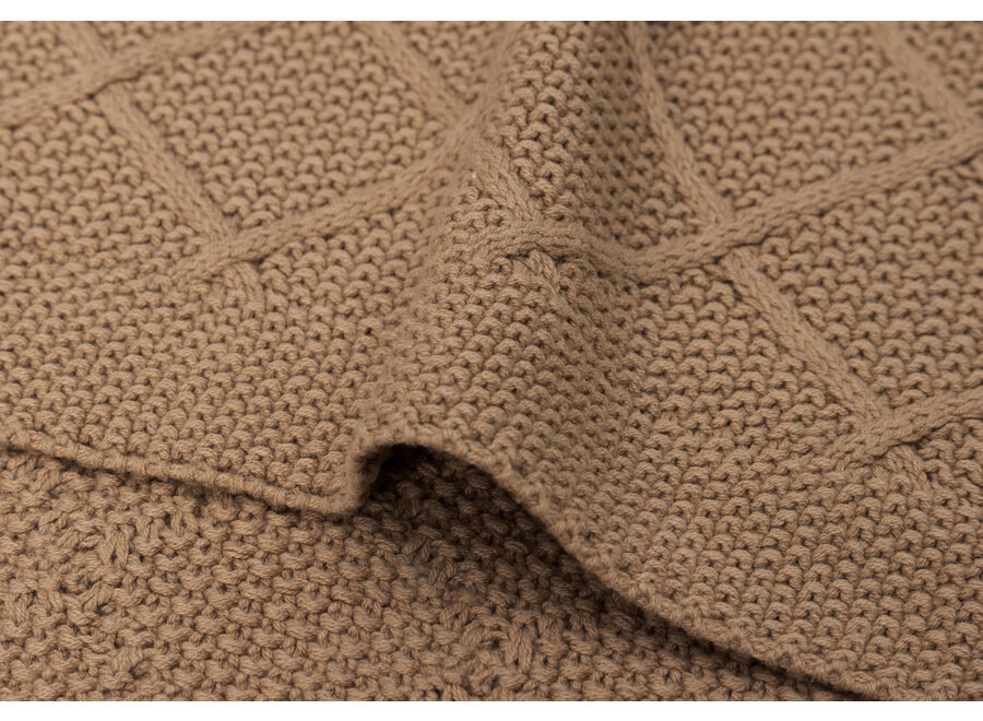 Deken Ledikant 100x150cm Check Knit Biscuit