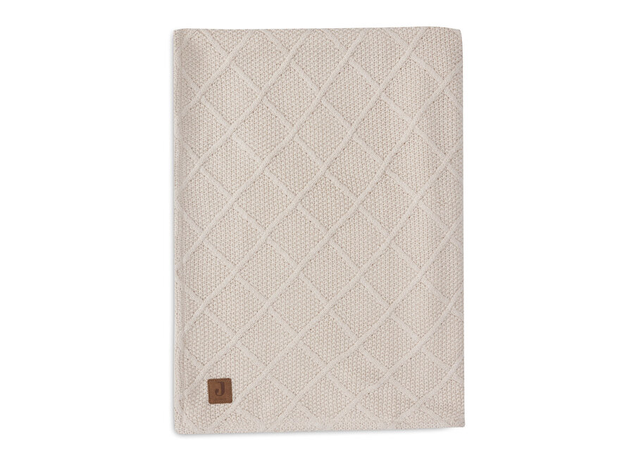 Deken Ledikant 100x150cm Check Knit Oatmeal/Teddy Fleece