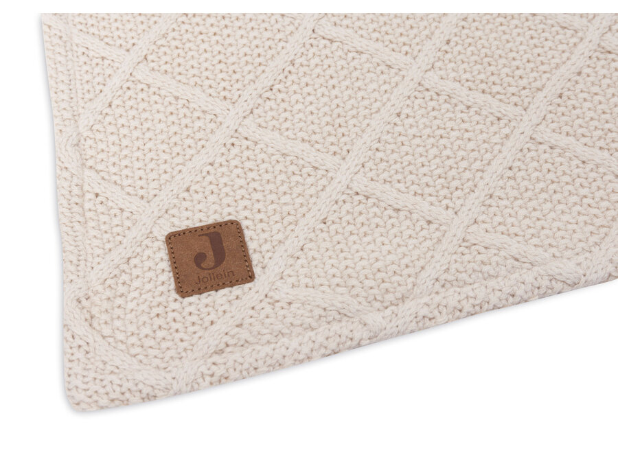 Deken Ledikant 100x150cm Check Knit Oatmeal/Teddy Fleece