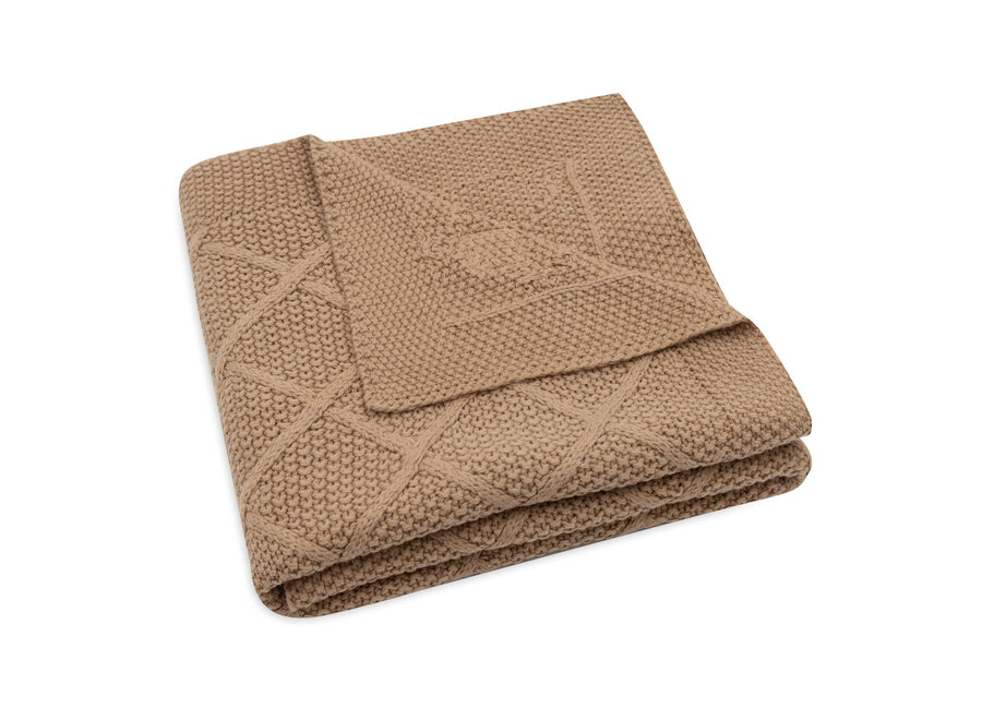 Deken Wieg 75x100cm Check Knit Biscuit