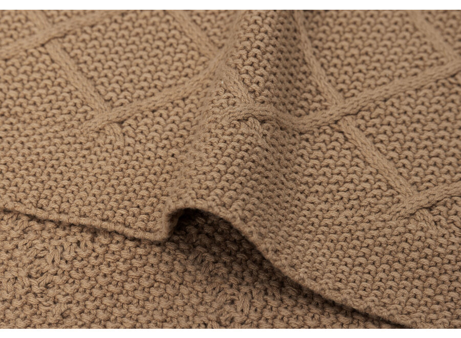 Deken Wieg 75x100cm Check Knit Biscuit