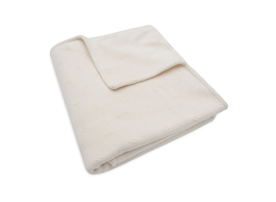 Deken Ledikant 100x150cm Cosy Knit Ivory/Velvet