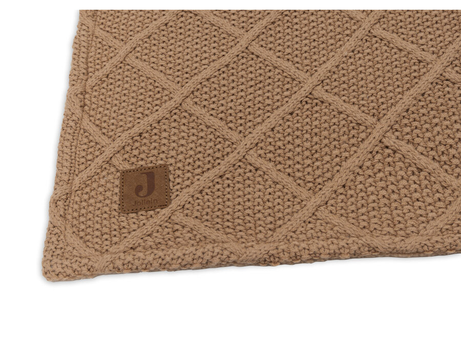 Deken Ledikant 100x150cm Check Knit Biscuit/Teddy Fleece
