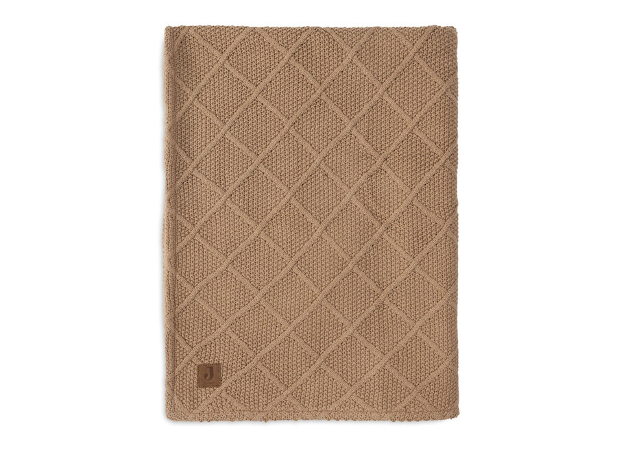 Deken Ledikant 100x150cm Check Knit Biscuit/Teddy Fleece