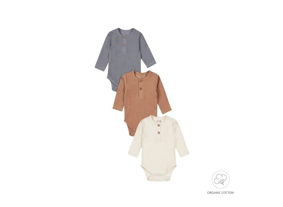 Jongens rompers 3-pack ls organic cotton