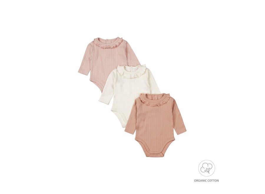 Meisjes Rompers 3-pack ls organic cotton