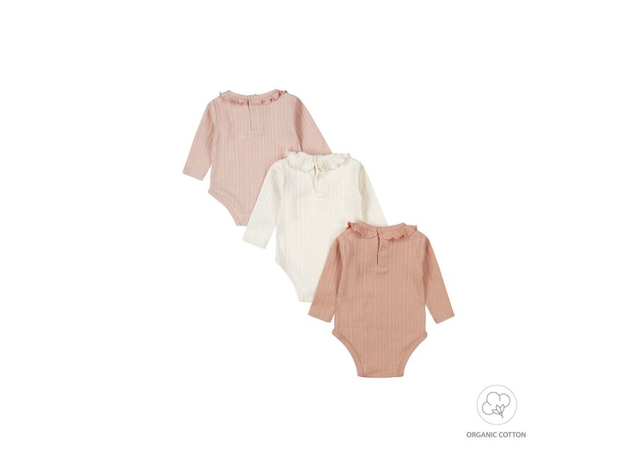 Meisjes Rompers 3-pack ls organic cotton