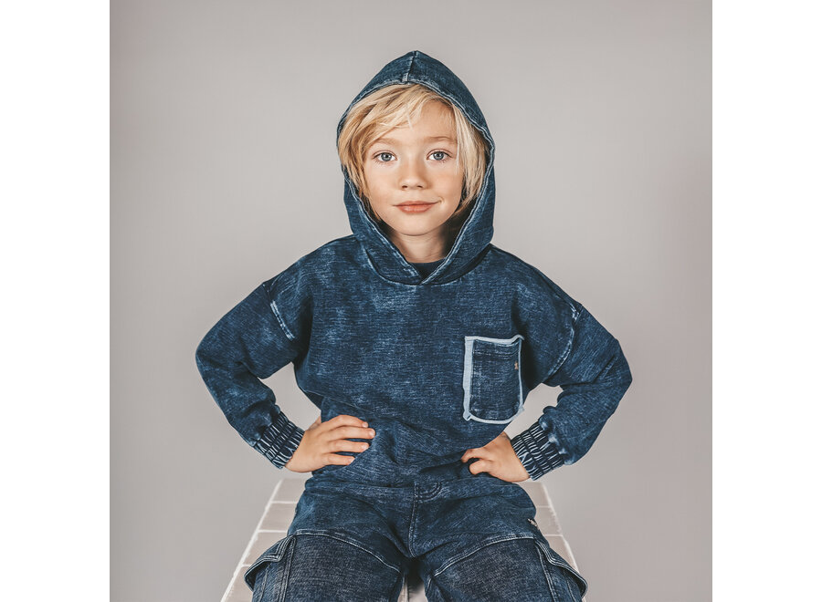 Knitted Denim - Boxy Hoodie