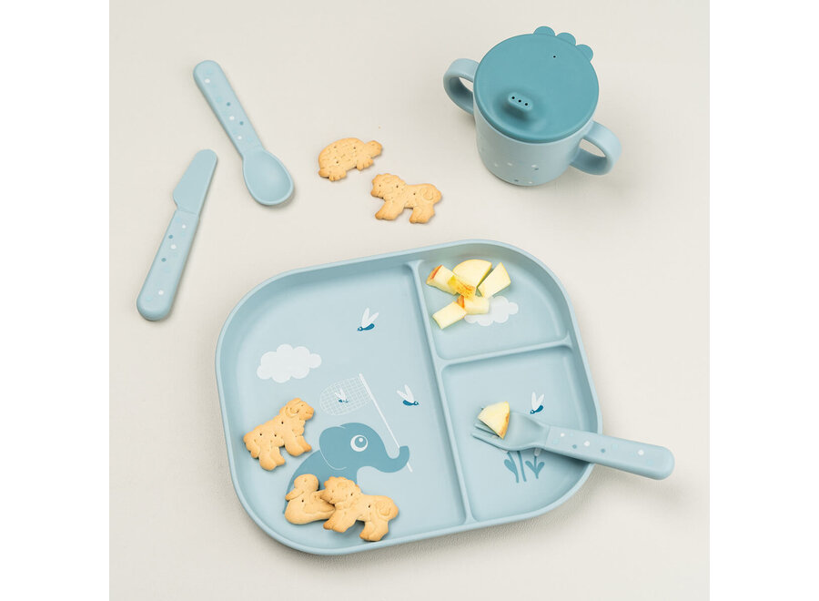 Foodie  Compartment Plate Elphee Blue