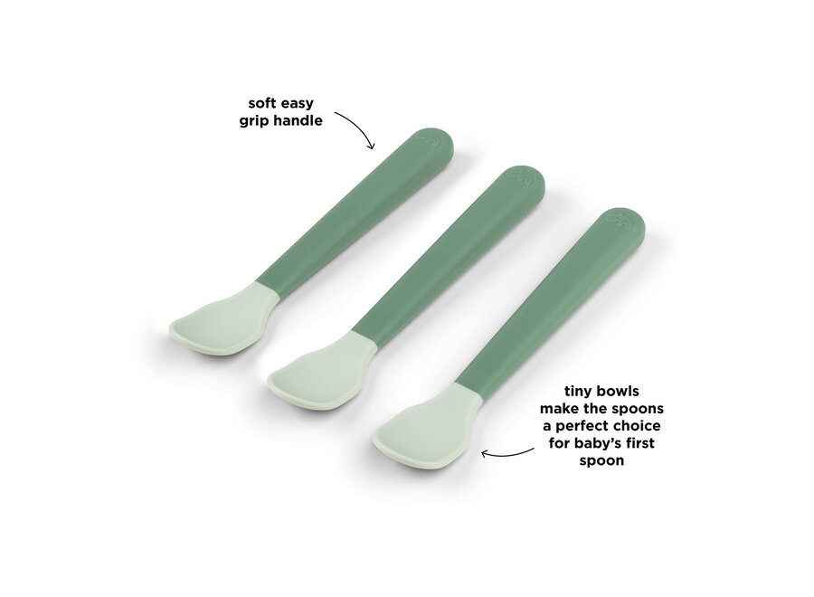 Foodie easy-grip baby spoon 3-pack, Green