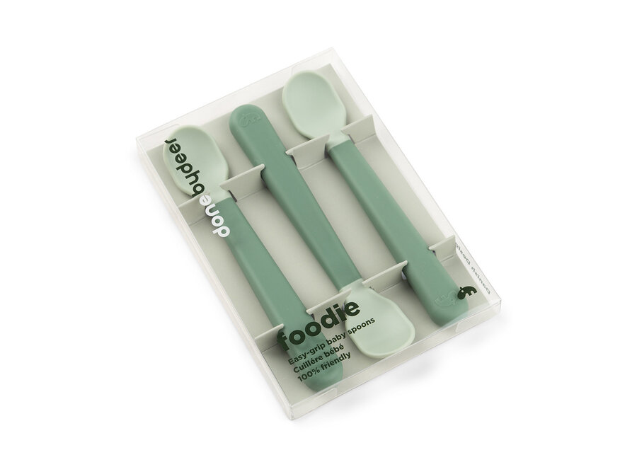 Foodie easy-grip baby spoon 3-pack, Green