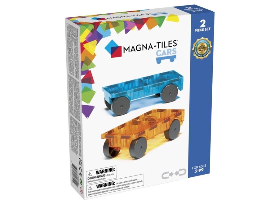 Magna-Tiles Cars 2 stuks uitbreidingsset blauw/oranje