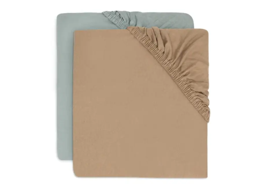 Hoeslaken Jersey 40/50x80/90cm Sea Green/Biscuit