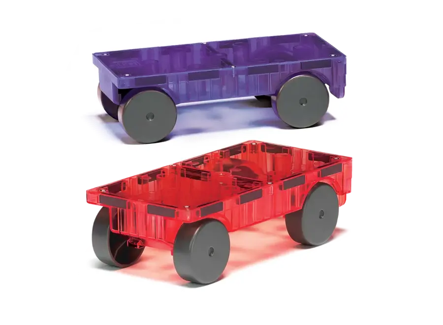 Magna-Tiles Cars 2 stuks uitbreidingsset paars/rood