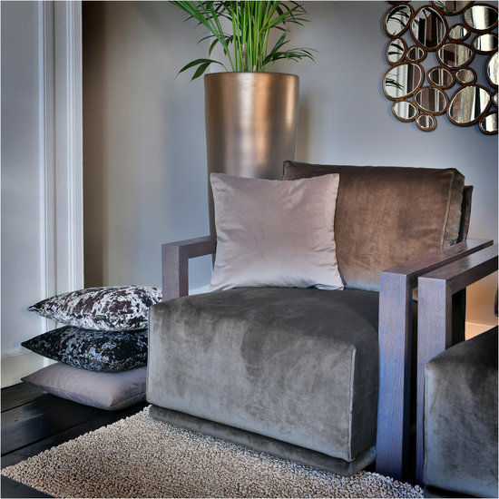 TED SPARKS - Cushion - Pure Velvet - Warm Grey - 45 x 45