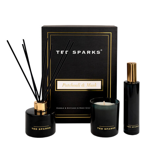 TED SPARKS - Candle, Diffuser & Room Spray Gift Set - Patchouli & Musk