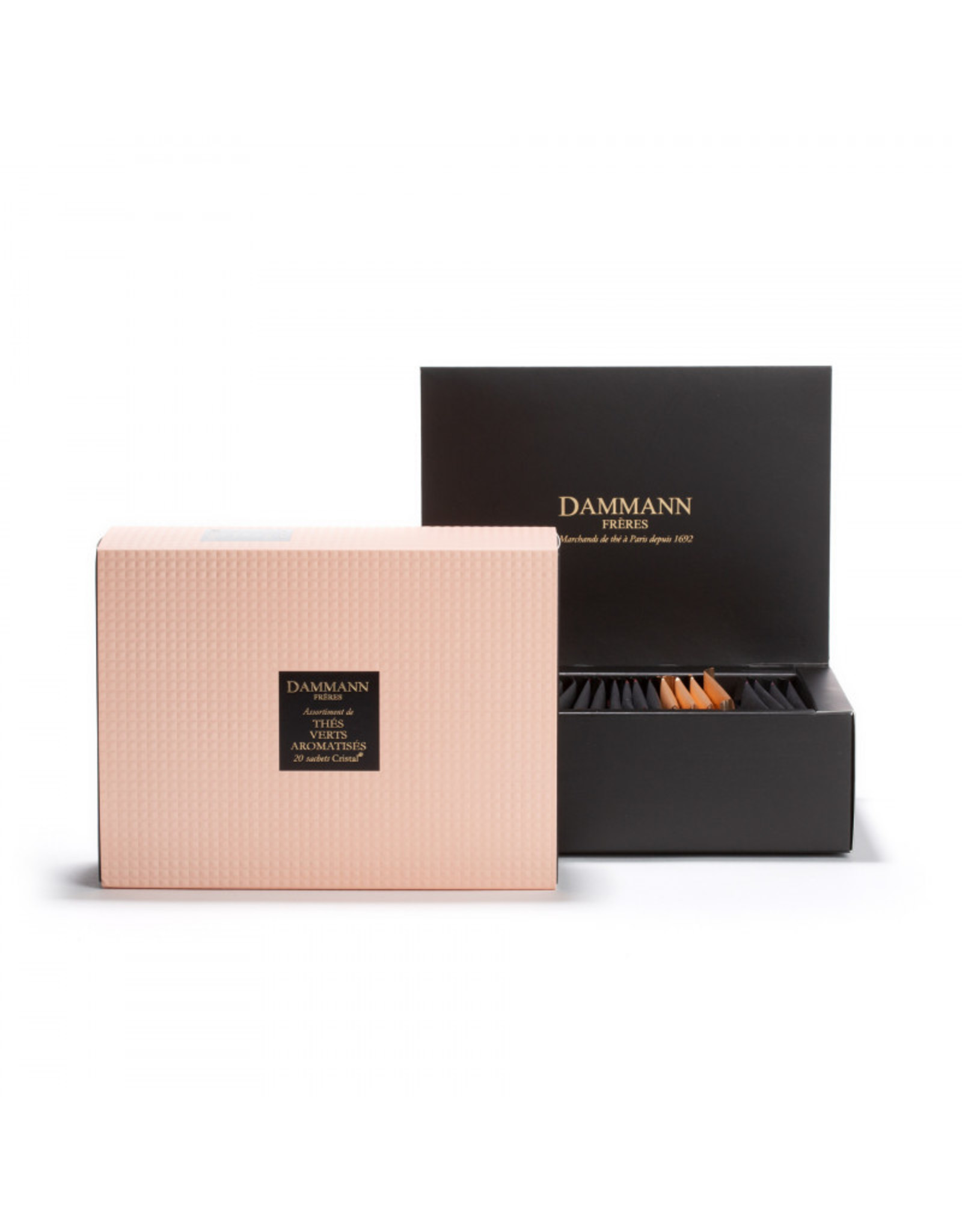 Dammann "QUARTZ" GIFT SET - ASSORTIMENT VAN  20 THEEZAKJES - GEAROMATISEERDE GROENE THEES