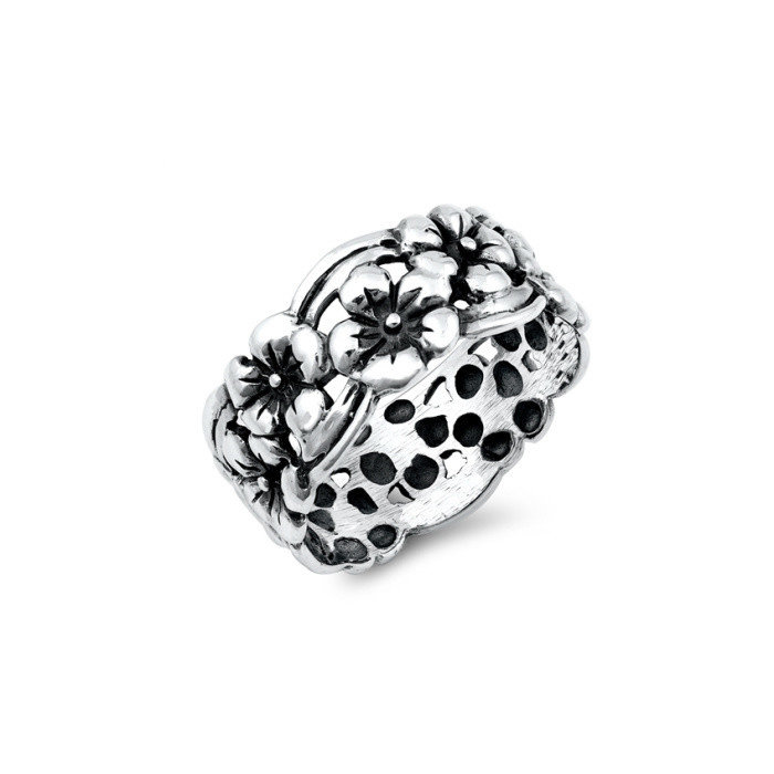 Ring Boho Silver Flowers - 925 zilver