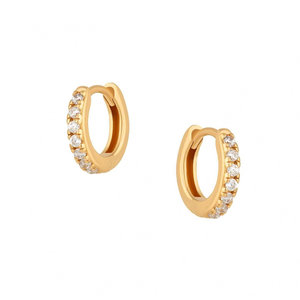 Pave hugging hoops - Goldplated