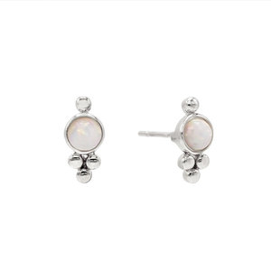Bohemian Sparkle Opaal oorknopjes - 925 zilver