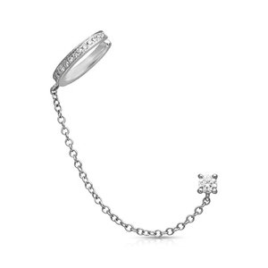 Earcuff Sparkly with chain - 925 zilver