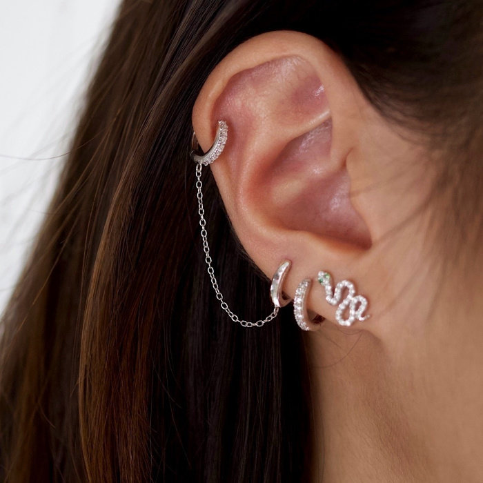 Double hoop earring -  925 zilver