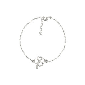 Single klaver armband zilver/zwart