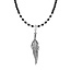 Black Onyx Feather Necklace - 925 zilver