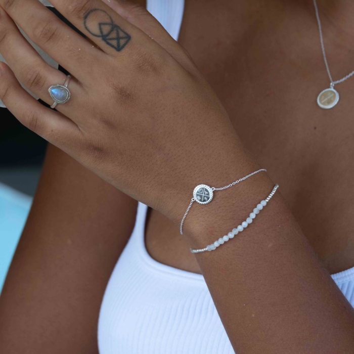 Rainbow Moonstone beads bracelet - 925 zilver