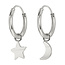 Oorringetjes maantje & ster - 925 zilver