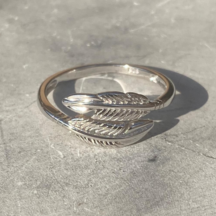 Little Feathers verstelbare ring - 925 zilver