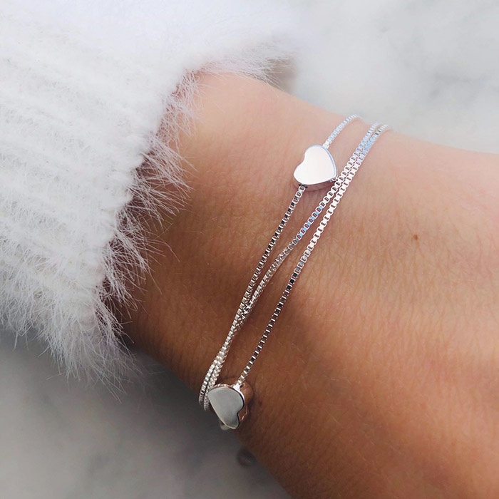 Giftbox Floating Hearts armband - 925 zilver