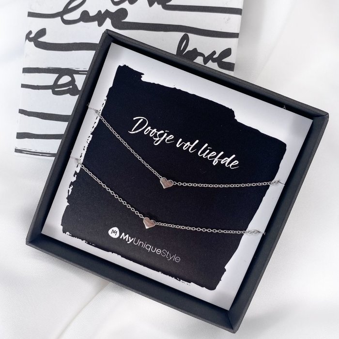 Giftbox hartjes set - 925 zilver