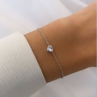 Zirkonia hartjes armbandje - 925 zilver